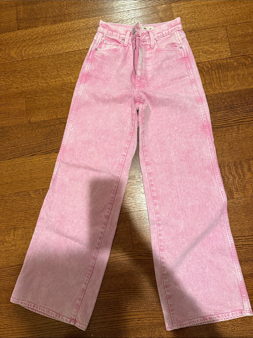 AMO pink washed straight leg jeans